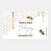 Honey Hexagon Jar Label met Honeycomb en bijen (Voorkant)
