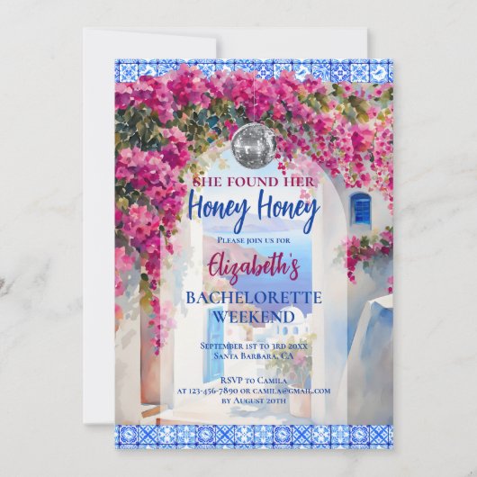 Honey Honey Floral Bachelorette Party Itinerary Kaart (Voorkant)