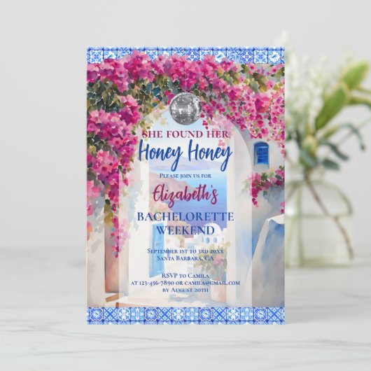 Honey Honey Floral Bachelorette Party Itinerary Kaart (Staand voorkant)