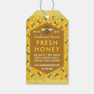 Honey Jar Apiary Jar Labels Honingraat en bijen Cadeaulabel