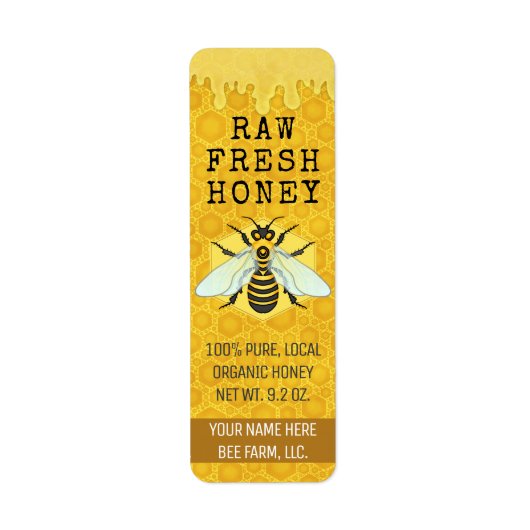 Honey Jar Bee Labels | Honingbijenhoningraat bijen (Voorkant)