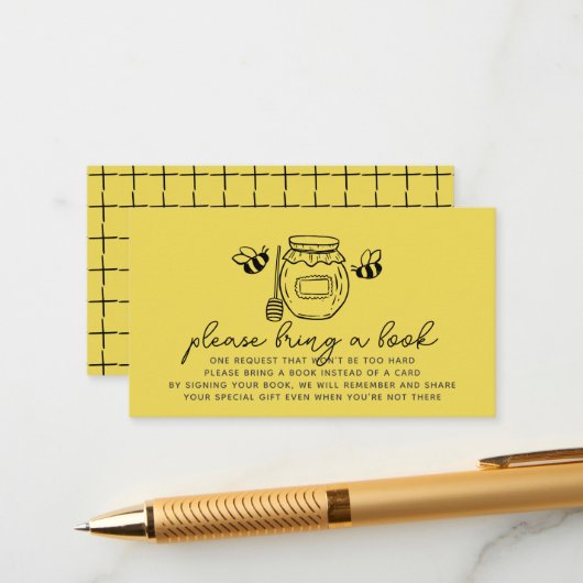 Honey Jar & Bees Baby Shower Book Request Informatiekaartje (Voorkant / Achterkant in situ)