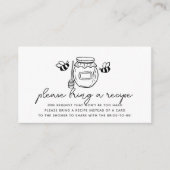 Honey Jar & Bees Bridal Shower Recipe Request Informatiekaartje (Voorkant)