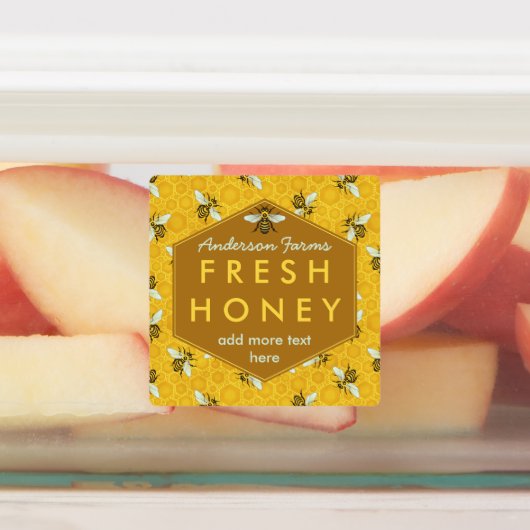 Honey Jar Bees en Honeycomb Apiary Boerderij Busin Labels (Aangebracht)