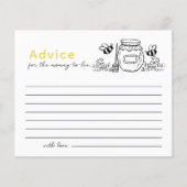 Honey Jar & Bees White Baby Shower Advice Card (Voorkant)
