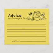 Honey Jar & Bees Yellow Baby Shower Advice Card (Voorkant)