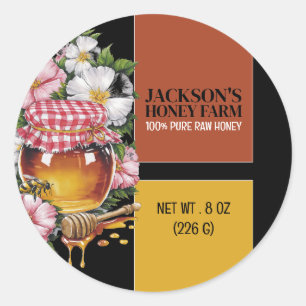 Honey Jar - Beeyard, Honey Boerderij Productlabel Ronde Sticker