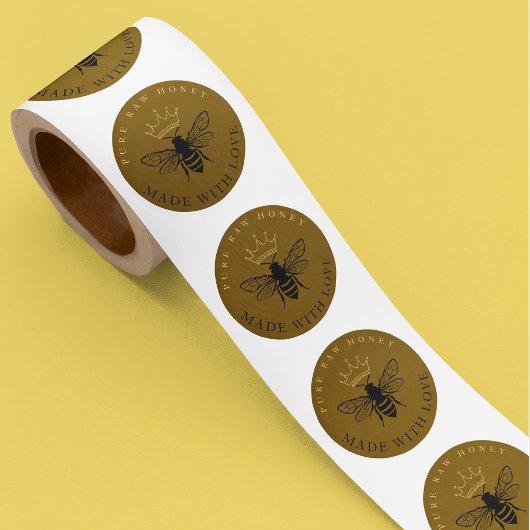 Honey Jar Bijenteelt Apiary Boerderij Gold Ronde Sticker