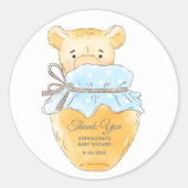 Honey Jar Boy Teddy Bear Bedankt Ronde Sticker (Voorkant)