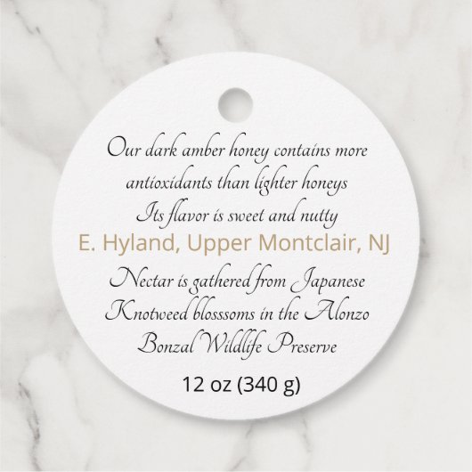 Honey Jar Descriptive Skep Label (Achterkant)