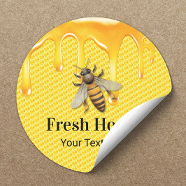 Honey Jar Fresh Bee & Honeycomb Apiary Imker Ronde Sticker