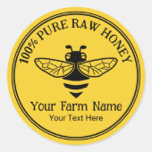 Honey Jar Fresh Honey Bee Apiary Beekeeper Gold Ronde Sticker (Voorkant)