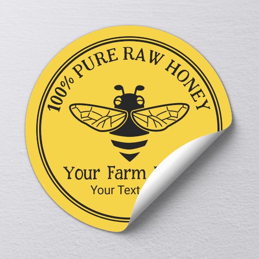 Honey Jar Fresh Honey Bee Apiary Beekeeper Gold Ronde Sticker