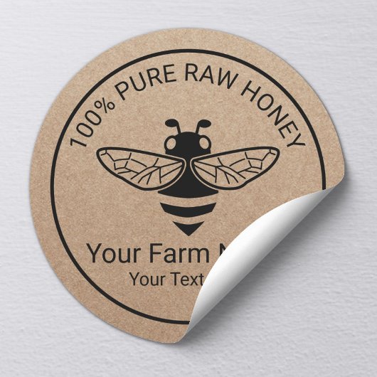 Honey Jar Fresh Honey Bee Apiary Beekeeper Ronde Sticker
