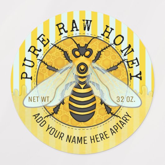 Honey Jar Honeybee Honeycomb Bee Apiary Business Labels (Design 1)
