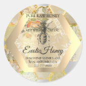 Honey Jar Honeybee Honeycomb Bee Apiary Logo Ronde Sticker (Voorkant)