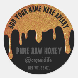 Honey Jar Honeybee Honeycomb Gold Drids Lux Ronde Sticker