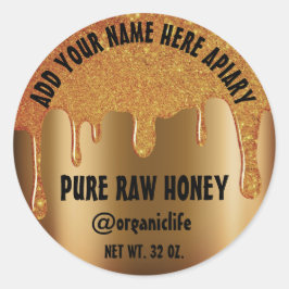 Honey Jar Honeybee Honeycomb Gold Drips Vip Ronde Sticker