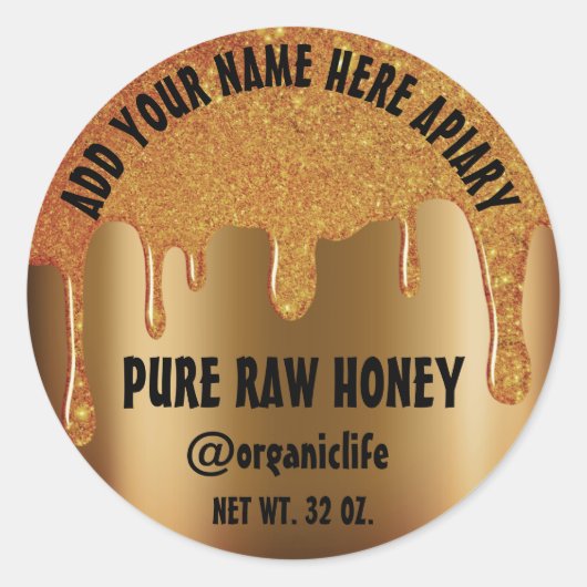 Honey Jar Honeybee Honeycomb Gold Drips Vip Ronde Sticker (Voorkant)