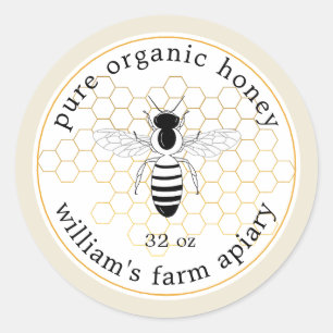 Honey Jar Label Bee Apiary Gold Honeycomb Antiek