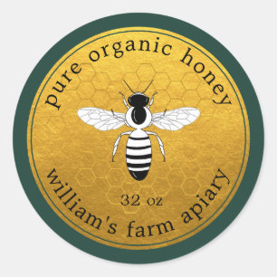 Honey Jar Label Bee Apiary Gouden Honingraat Groen