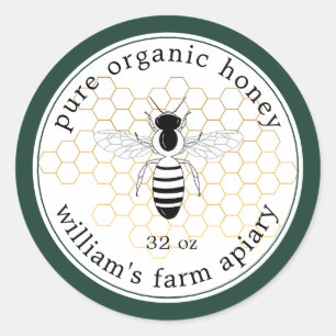 Honey Jar Label Bee Apiary Gouden Honingraat Groen