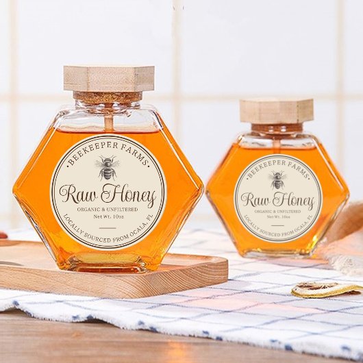 Honey Jar Label Bee Apiary Ronde Sticker