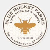 Honey Jar Label Bee Honeycomb (Voorkant)