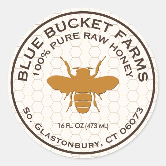 Honey Jar Label Bee Honeycomb (Voorkant)