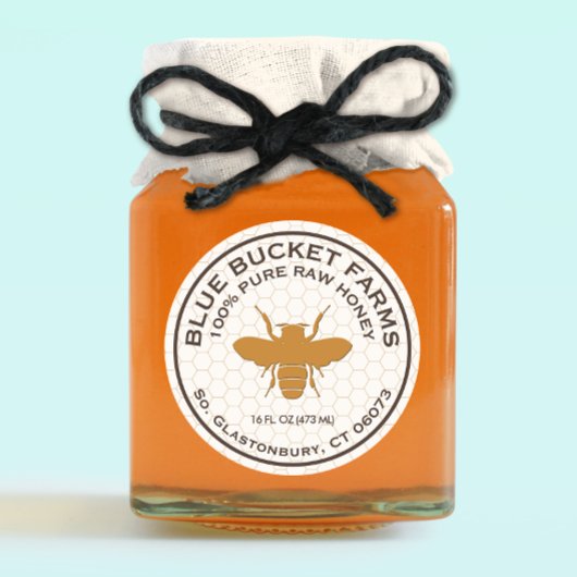 Honey Jar Label Bee Honeycomb