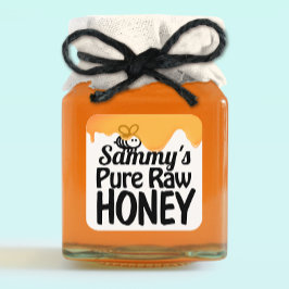 Honey Jar Label Druppelende Rauwe Lokale Honing