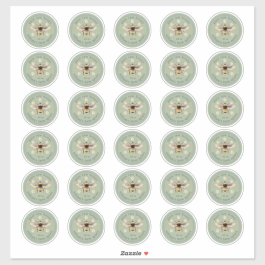 Honey Jar Label Honey Bee Apiary 2 INCH Sticker (Vel)