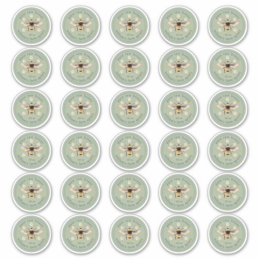 Honey Jar Label Honey Bee Apiary 2 INCH Sticker (Voorkant)