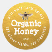 Honey Jar Label Honey Bee Apiary Gold (Voorkant)