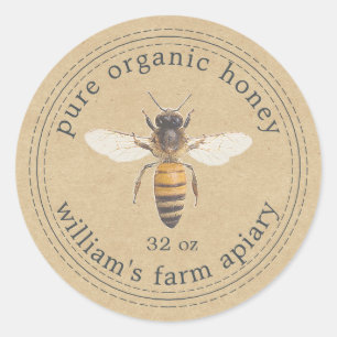 Honey Jar Label Honey Bee Apiary Kraft Papier