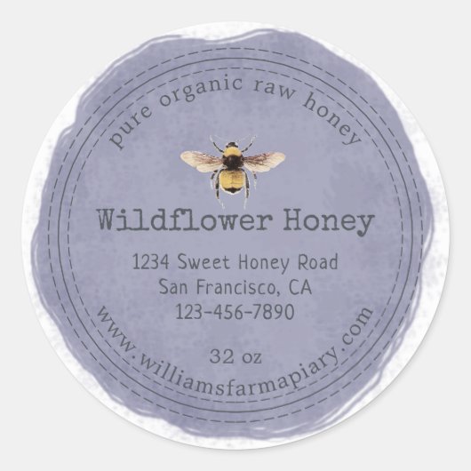 Honey Jar Label Honeybee Apiary (Voorkant)