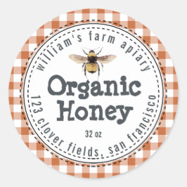 Honey Jar Label Honeybee Apiary Burnt Oranje Check