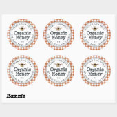 Honey Jar Label Honeybee Apiary Burnt Oranje Check (Vel)