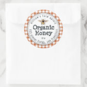 Honey Jar Label Honeybee Apiary Burnt Oranje Check (Tas)
