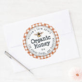 Honey Jar Label Honeybee Apiary Burnt Oranje Check (Envelop)