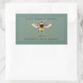 Honey Jar Label Honeybee Apiary Dusty Green (Tas)