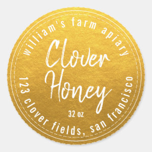 Honey Jar Label Honeybee Apiary Gold