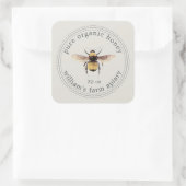 Honey Jar Label Honeybee Apiary Grey (Tas)
