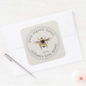 Honey Jar Label Honeybee Apiary Grey (Envelop)