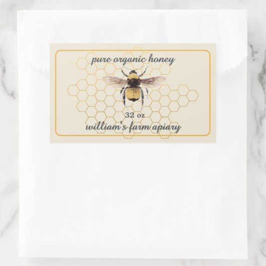 Honey Jar Label Honeybee Apiary Honeycomb Antiek (Tas)