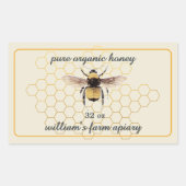 Honey Jar Label Honeybee Apiary Honeycomb Antiek (Voorkant)