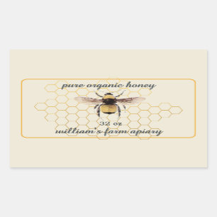 Honey Jar Label Honeybee Apiary Honeycomb Antiek