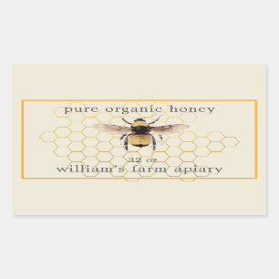 Honey Jar Label Honeybee Apiary Honeycomb Antiek