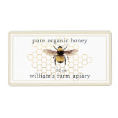 Honey Jar Label Honeybee Apiary Honeycomb Antiek (Voorkant)