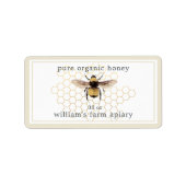 Honey Jar Label Honeybee Apiary Honeycomb Antiek (Voorkant)